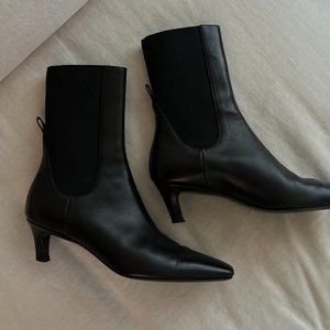 Toteme Mid Heel Leather Ankle Boot
